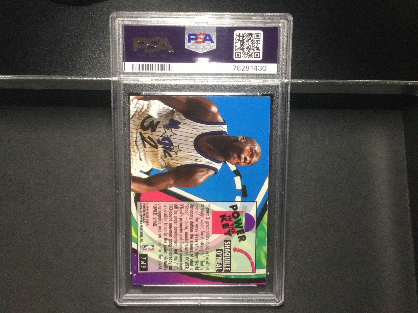 1993 Fleer Ultra #7 Power In The Key Shaquille O’Neal Basketball Card PSA 5 EX