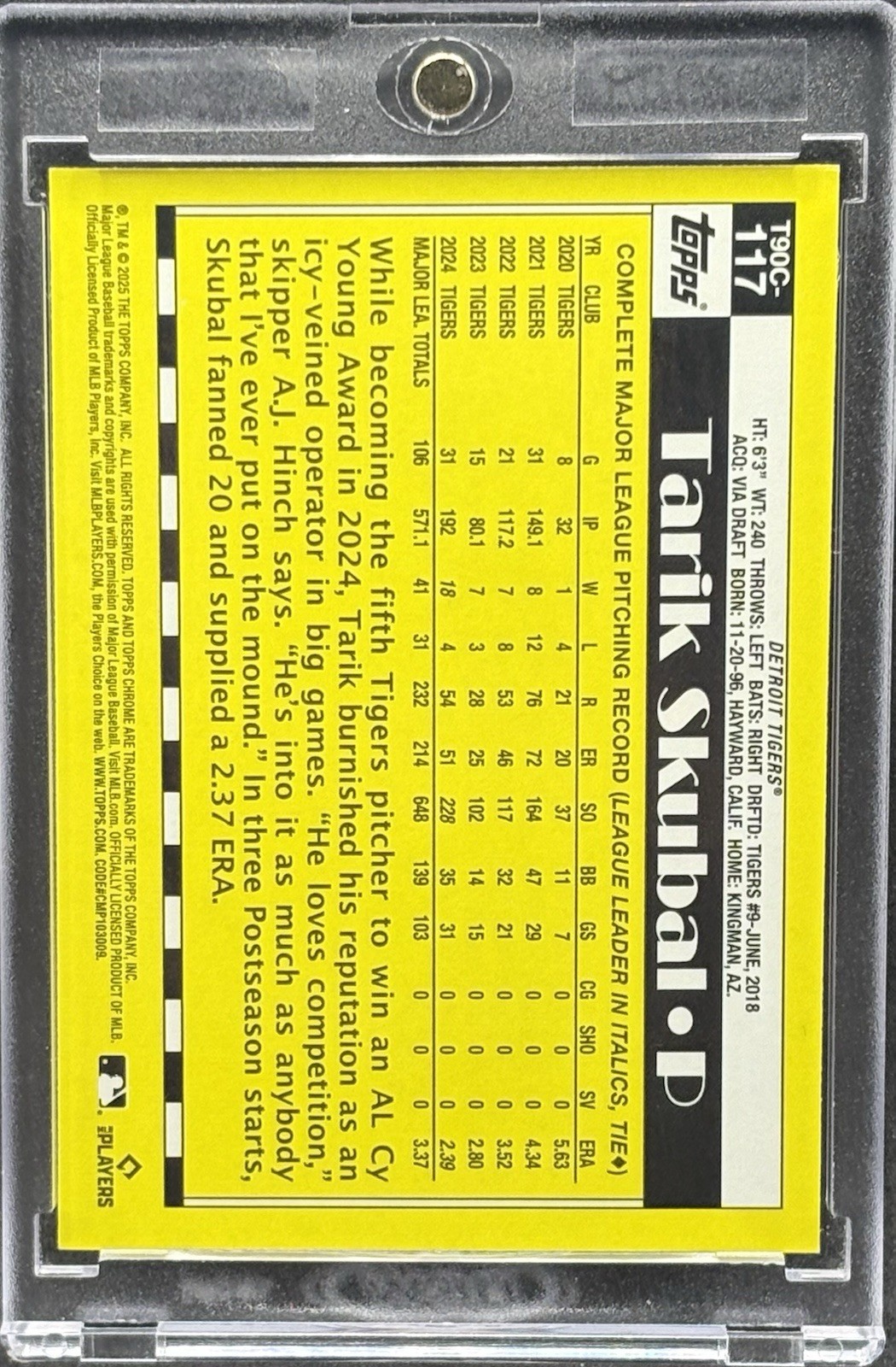 Tarik Skubal RARE MOJO REFRACTOR INVESTMENT CARD TOPPS CHROME TIGERS MINT