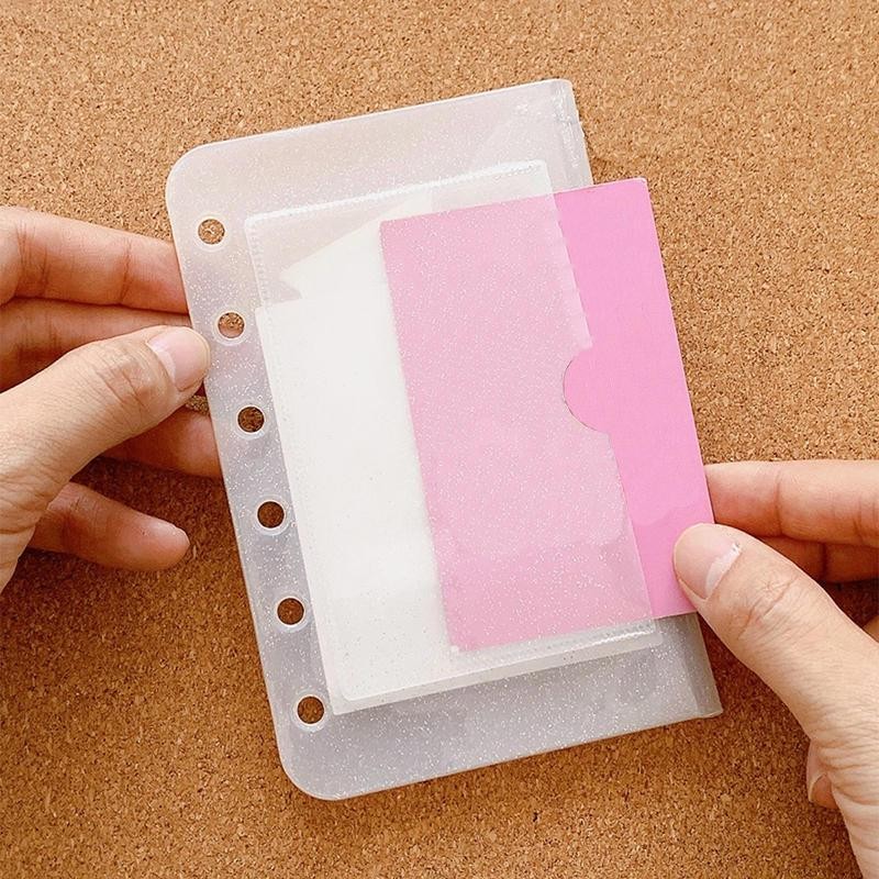 M5 5holes Loose Leaf Card Sleeve Pvc Transparent Glitter Small Fresh Storage Not