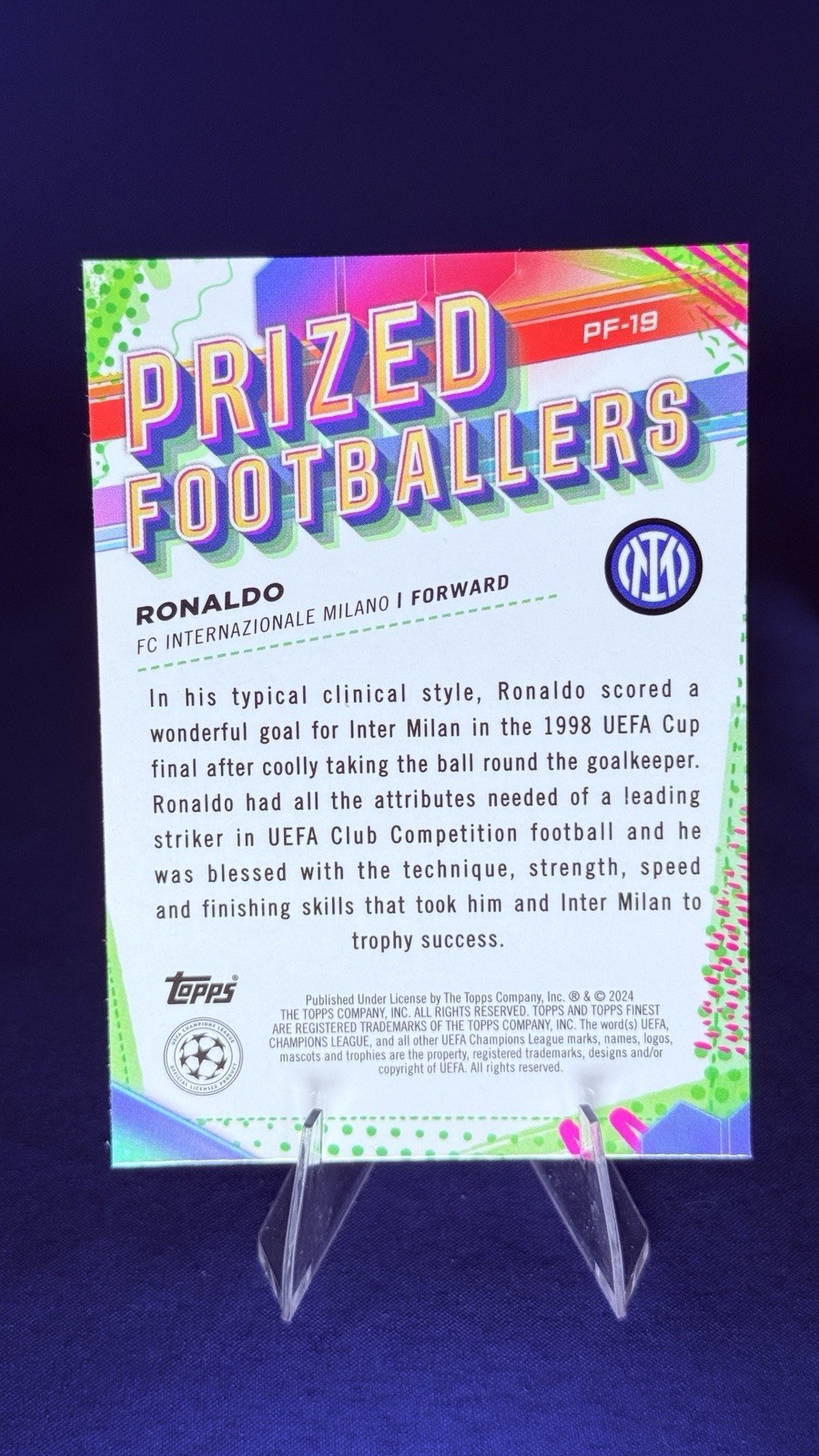 2023-24 Topps Finest UEFA RONALDO Prized Footballers PF-19 Inter Milan BRAZIL 🐐