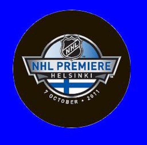 PREMIERE 2011 NHL SOUVENIR HELSINKI DUCKS v SABRES PUCK – #JL