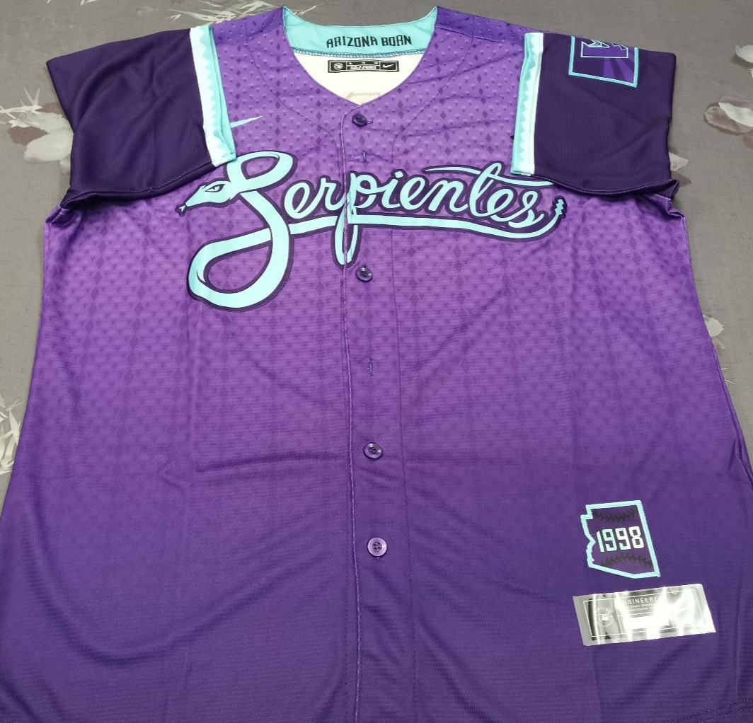 Corbin Carroll #7 Diamondbacks City Purple Cool Base Sewn Stitched Jersey.