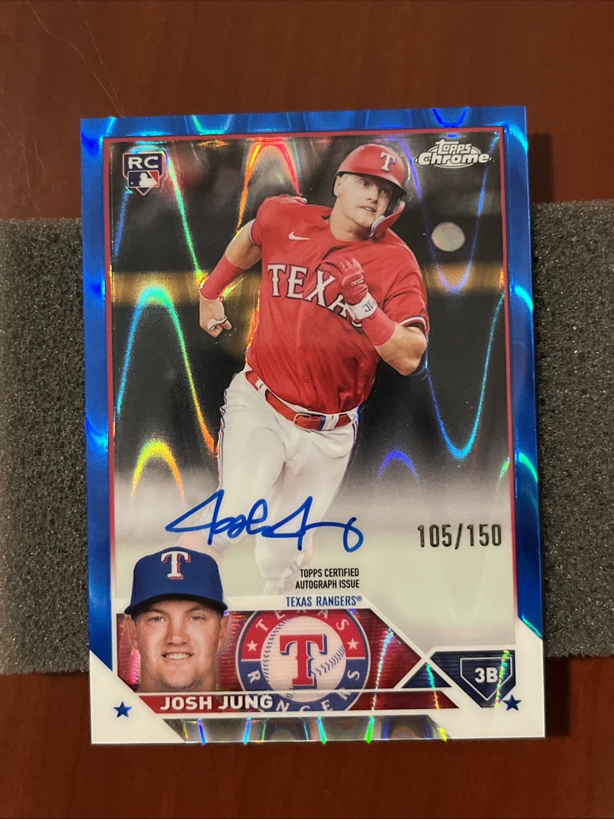 Josh Jung 2023 Topps Chrome Blue RayWave Auto Rookie Autograph RC