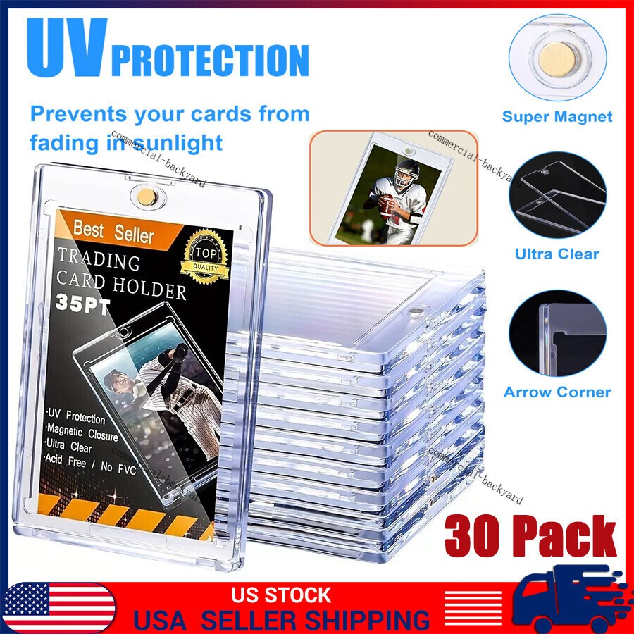 30 pack Magnetic Card Holders Trading Sports 35pt One-Touch UV Protection Cover