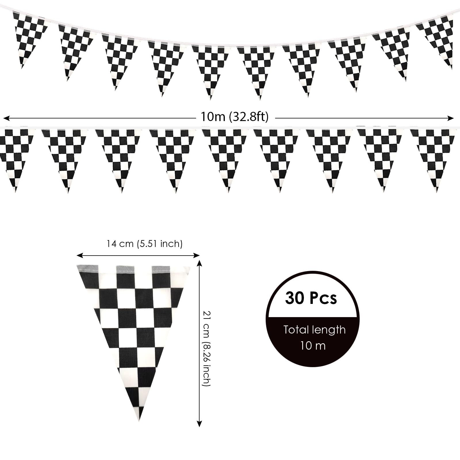 AhfuLife 120 Pcs Checkered Pennant Flag 5.51×8.26 in-120 Pcs, Black and White
