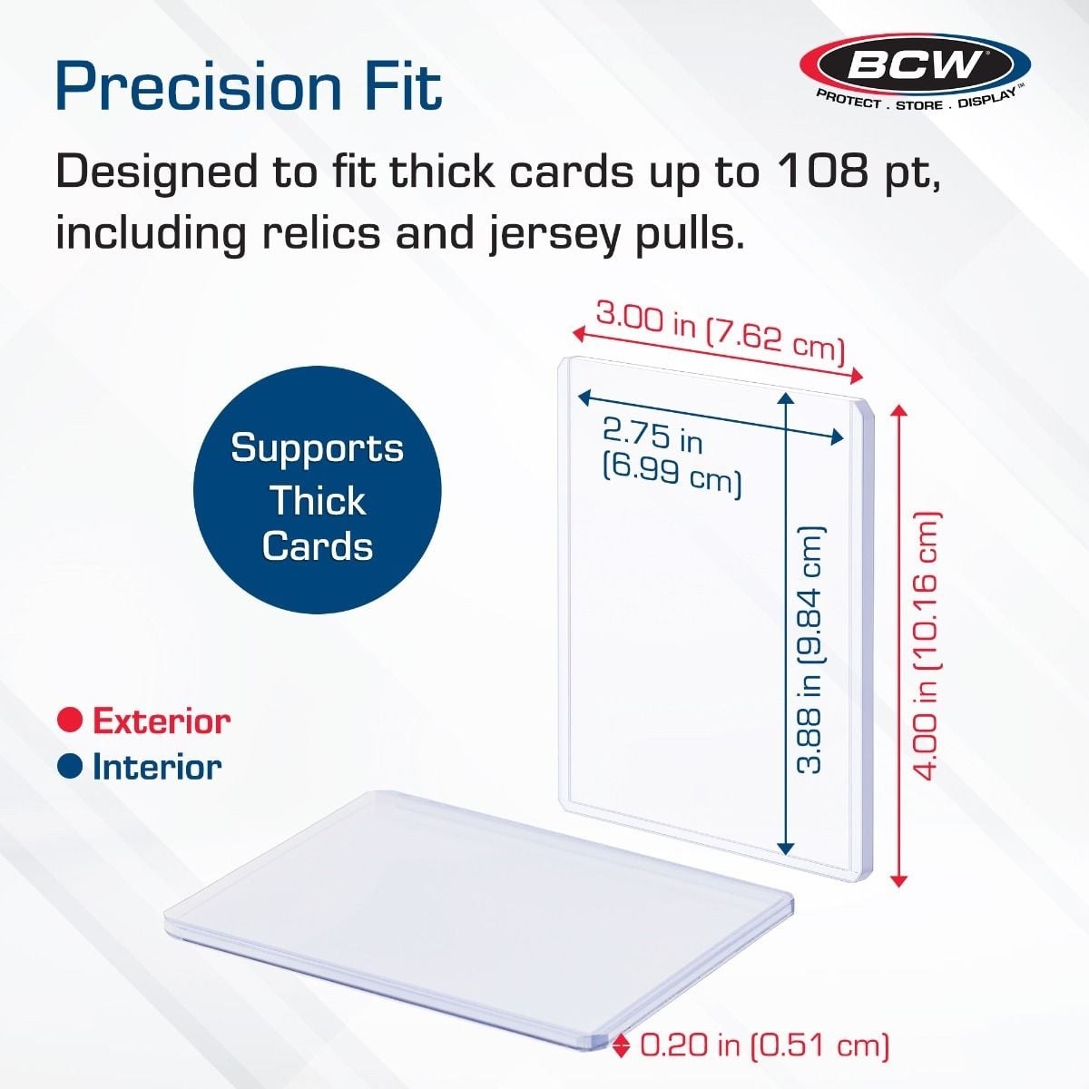 BCW Thick Card Topload Holder 108 PT 10 Count Pack for Relic Jersey Memorabilia