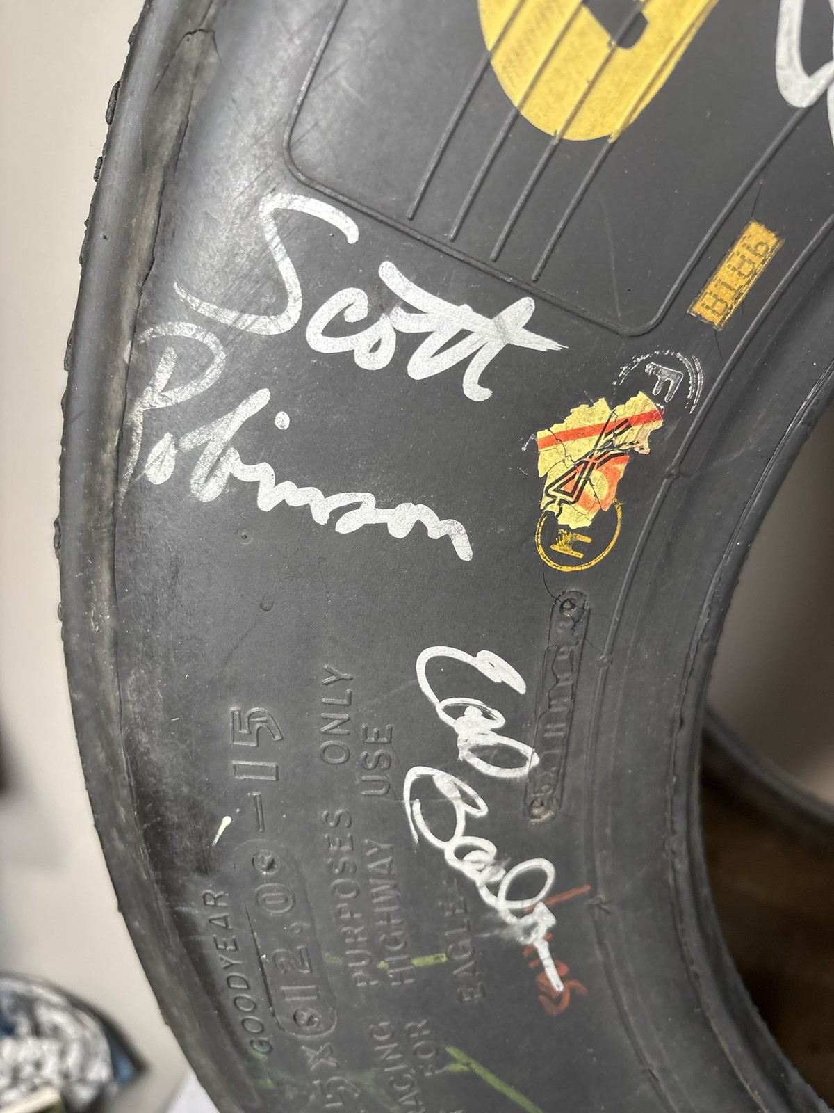 VTG Darrell Waltrip NASCAR Race Used Tire Signed By Buddy, Todd Parrott & More