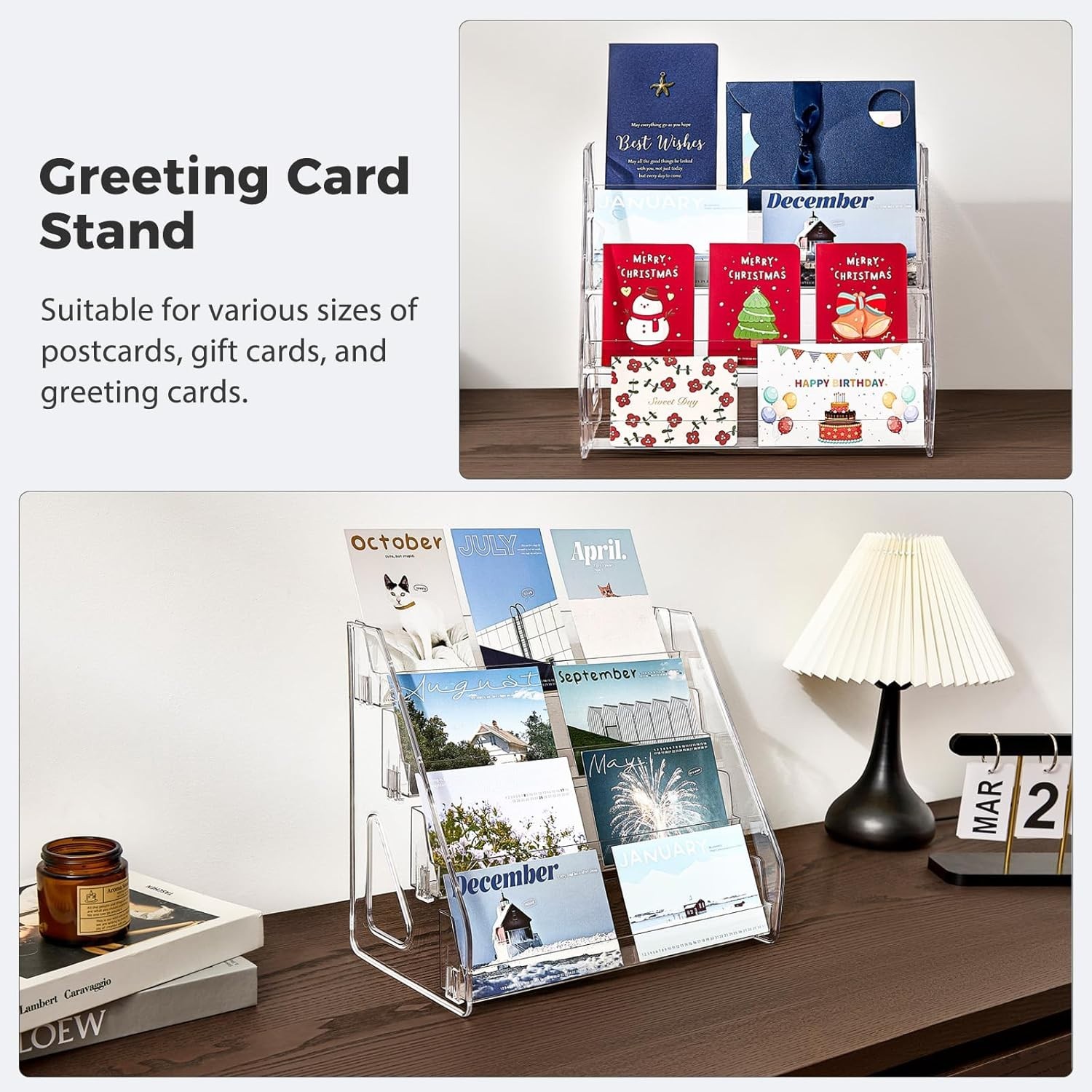 Card Display Stand Acrylic 4 Tier Shelf for Trading Cards Sports TCG PSA