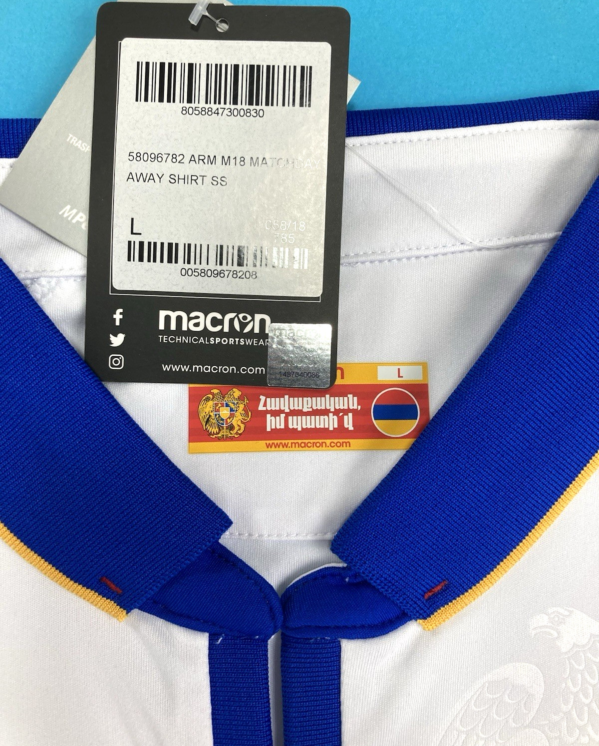 NWT ARMENIA 2018/19 L Away Macron Football Shirt Soccer Jersey Top Kit Camiseta