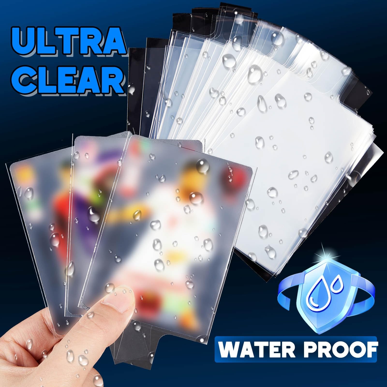 500 Pack Tabbed Sleeves Holders with Pull Tab Trading Card Sleeves for Gradin.