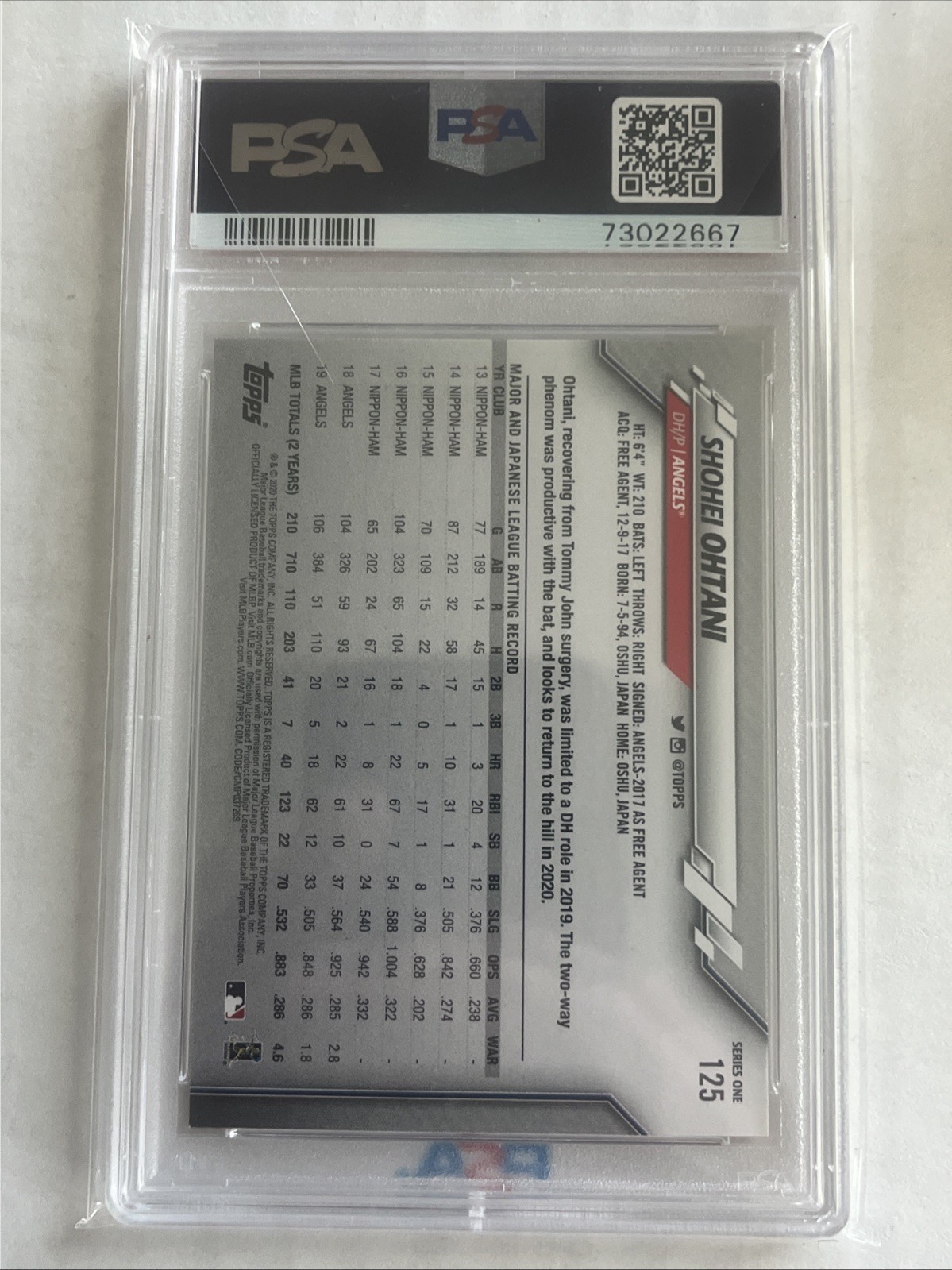 2020 Topps – Shohei Ohtani #125 Batting
