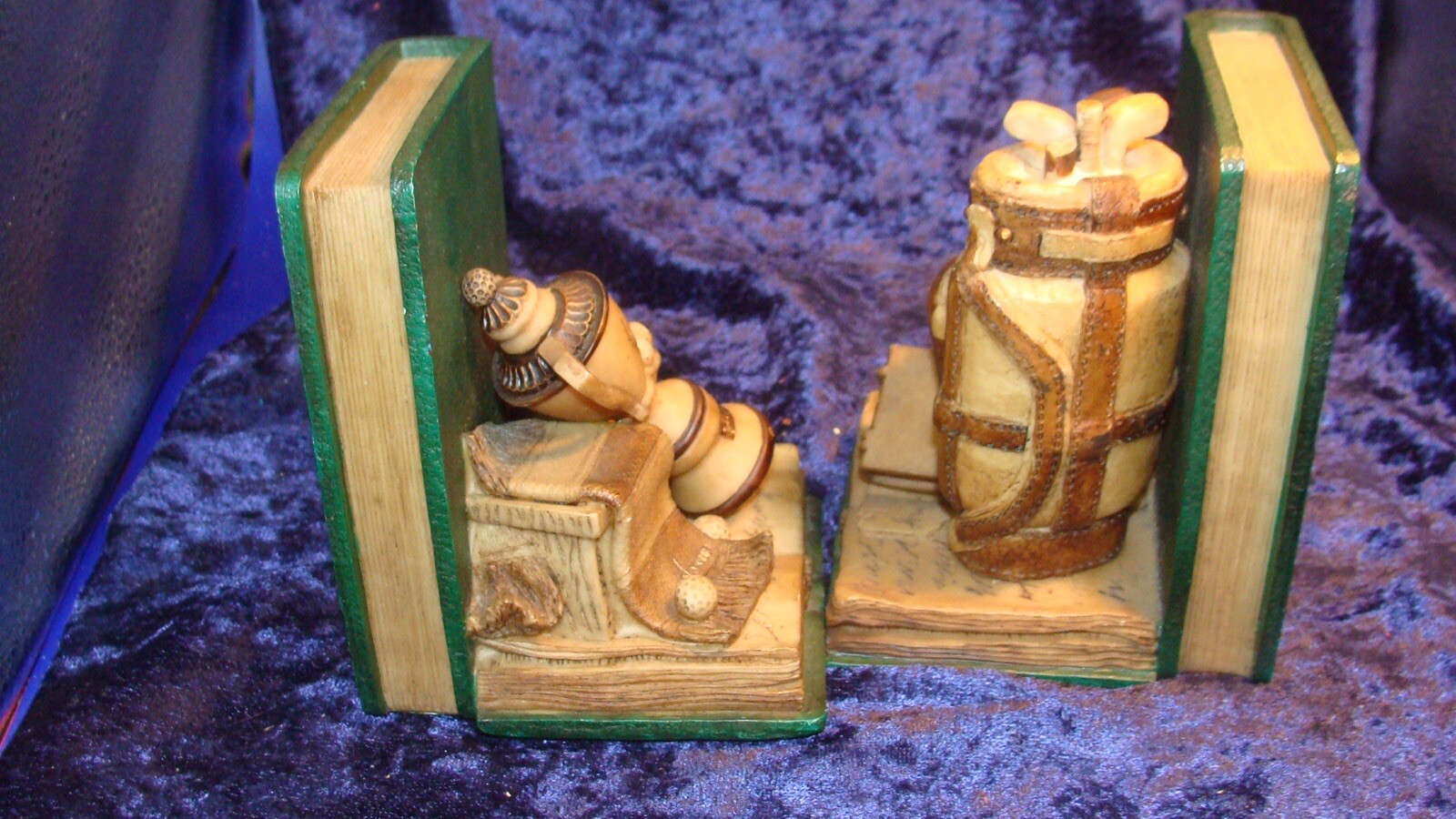 GOLF CHAMPION BOOKENDS ~ TROPHY ~ BALLS ~ 4.5” x 3.75”~ VGC ~