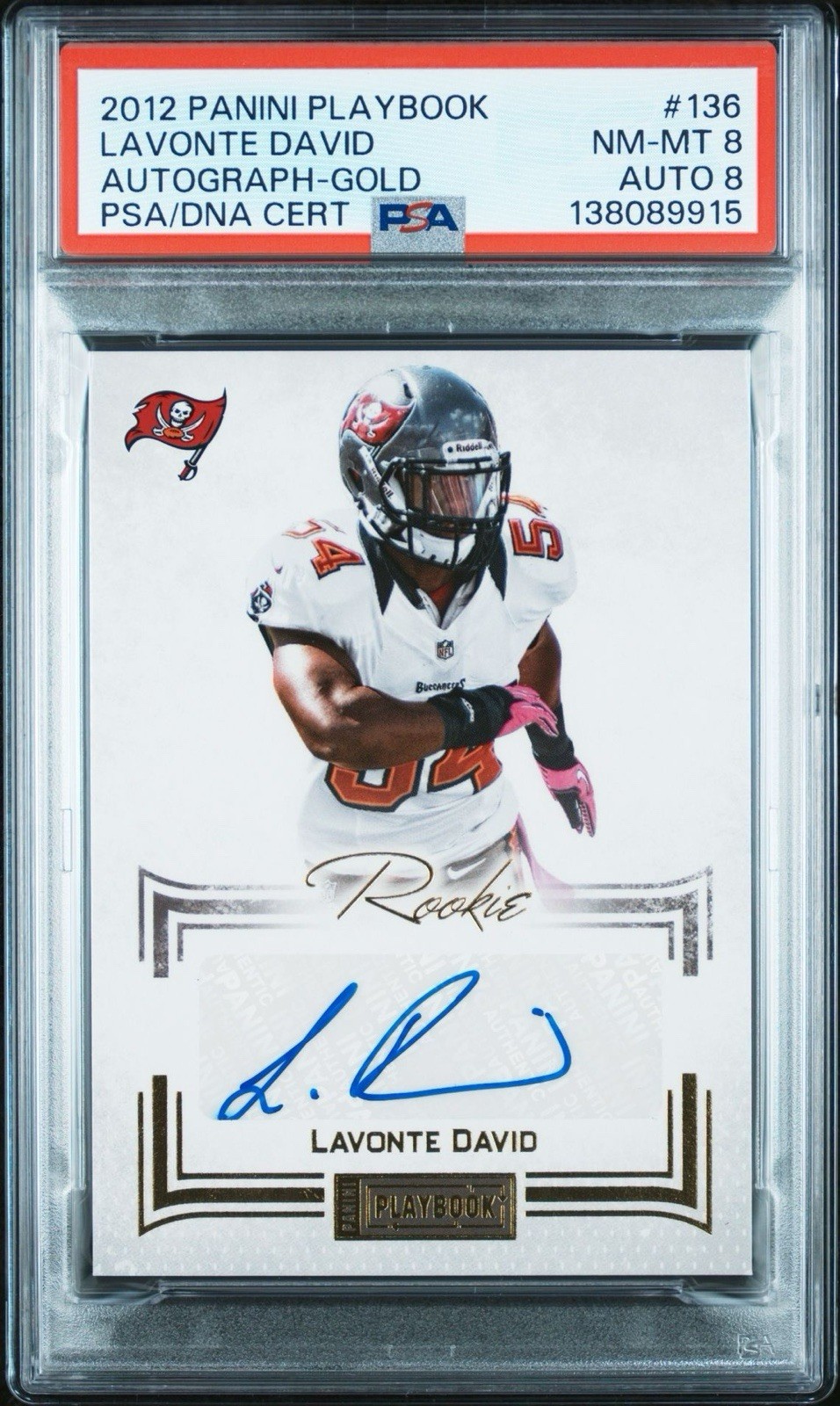 2012 7/49 PANINI PLAYBOOK AUTOGRAPH GOLD LAVONTE DAVID PSA 8 AUTO 8 136