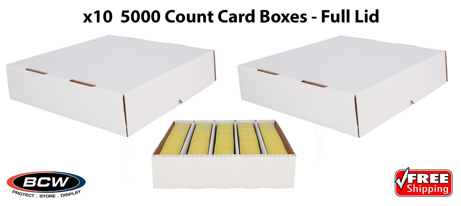 10 BCW 5000 Monster Card Boxes Baseball Sport Gaming Cards Storage Full Lid (10)