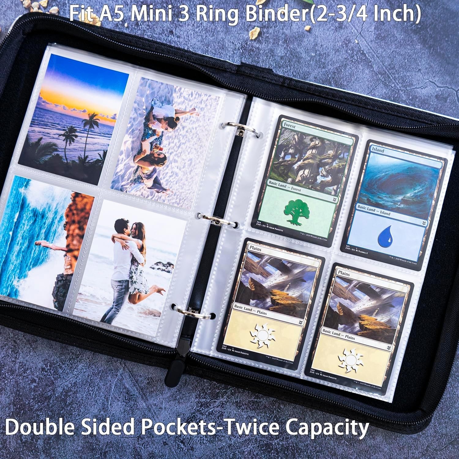50 Pack 400 Pockets 2.5×3.5 Trading Card Sleeves,A5 Binder 4 Pocket Card Slee…
