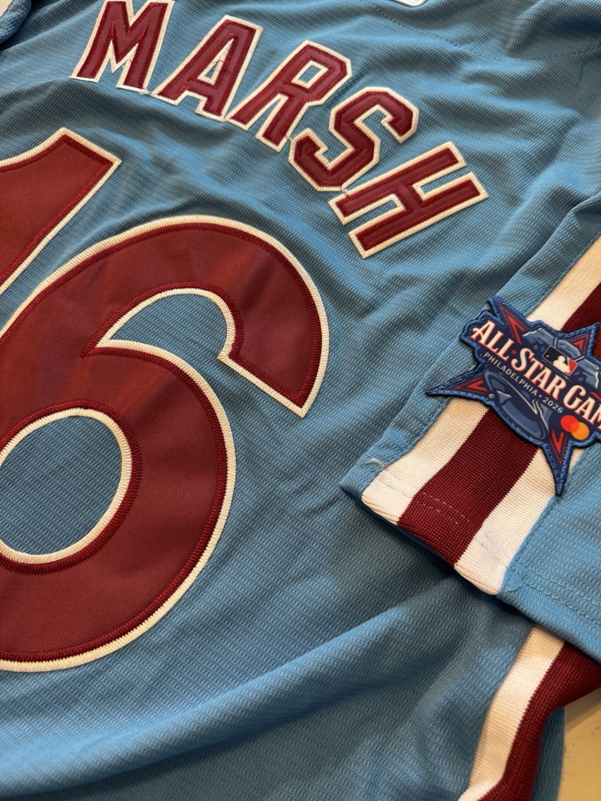 Brandon MARSH #16 Philadelphia Phillies Powder Blue Jersey 2026 NWT All Stitched