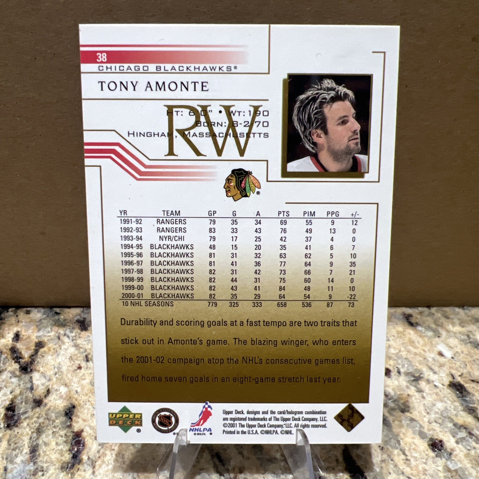 2001-02 Upper Deck – Tony Amonte UD EXCLUSIVES /100 Chicago Blackhawks