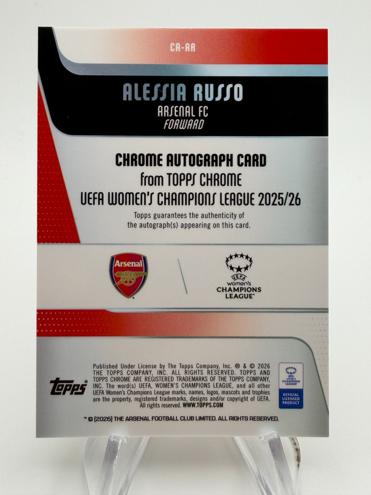 2025-26 Topps Chrome UEFA Women’s ALESSIA RUSSO Inferno Refractor Auto /35