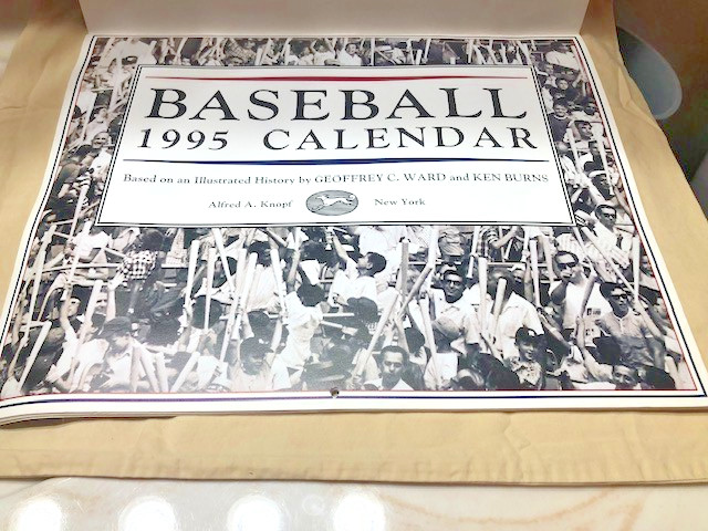 Baseball 1995 Calendar/Illustrated History by Geoffrey Ward & Ken Burns, Mint