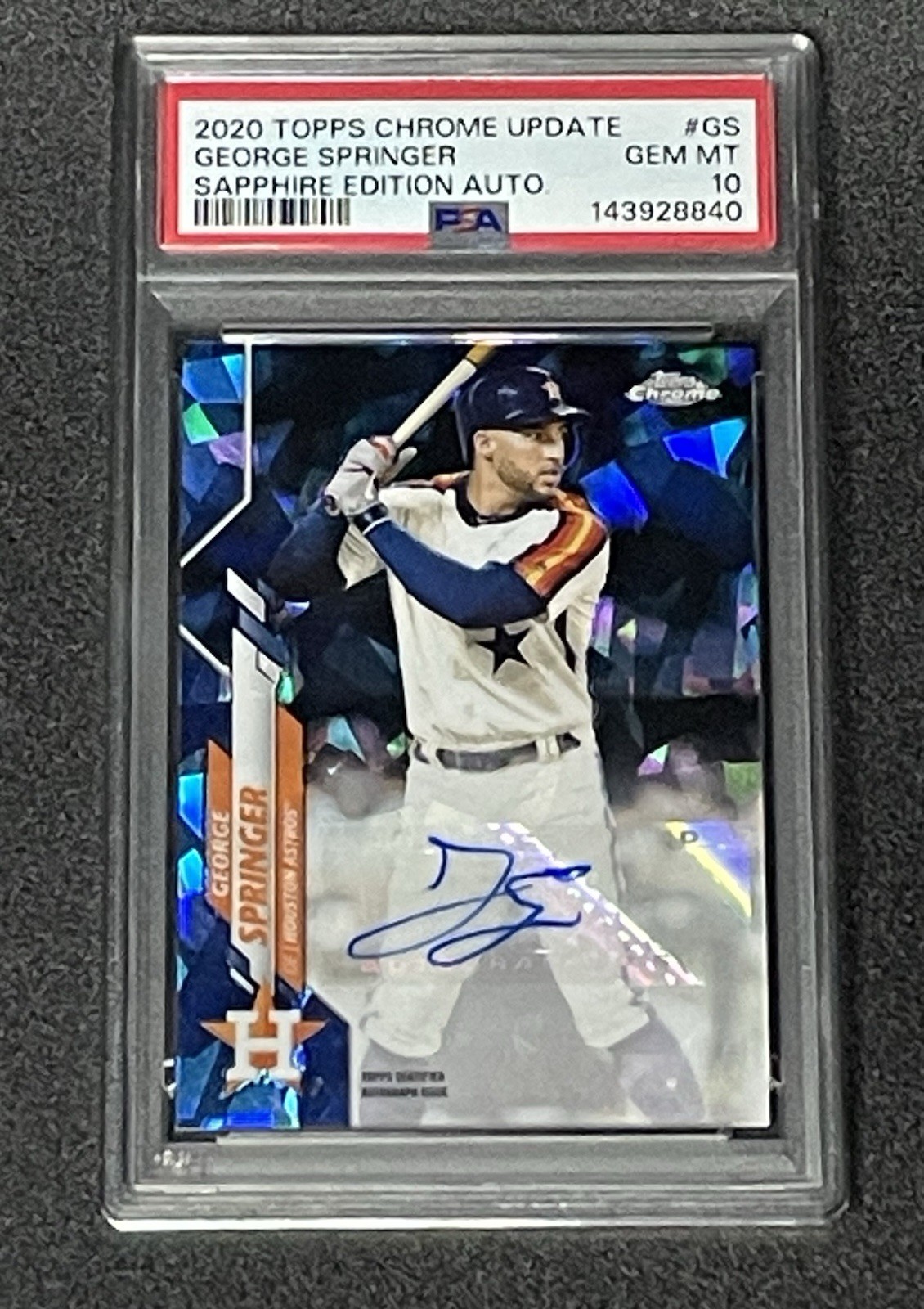 2020 TOPPS CHROME GEORGE SPRINGER SAPPHIRE Auto PSA 10 Astros