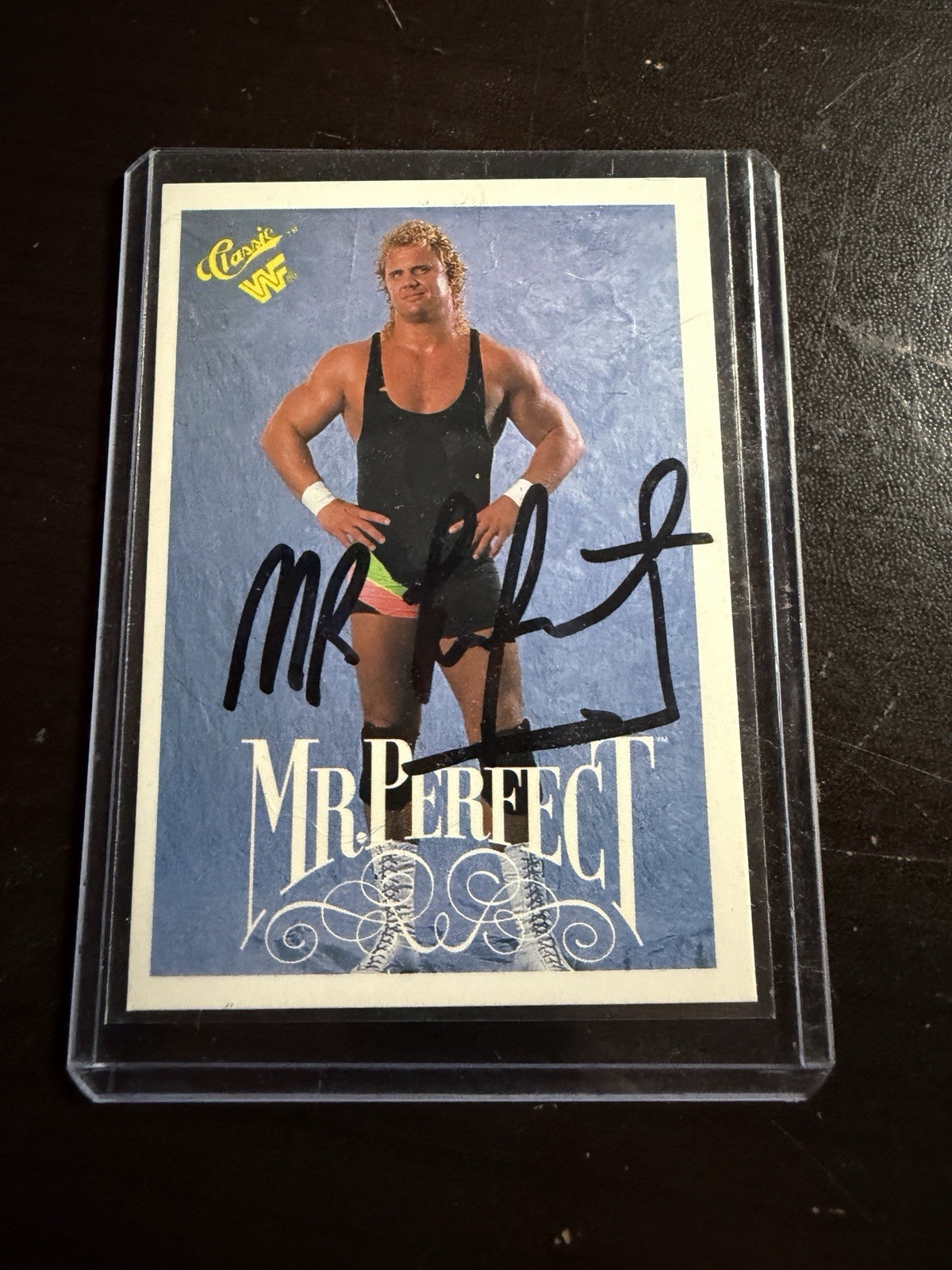 Mr. Perfect Signed WWF Classic Card 1990 Curt Hennig Autograph WWE Golden Era