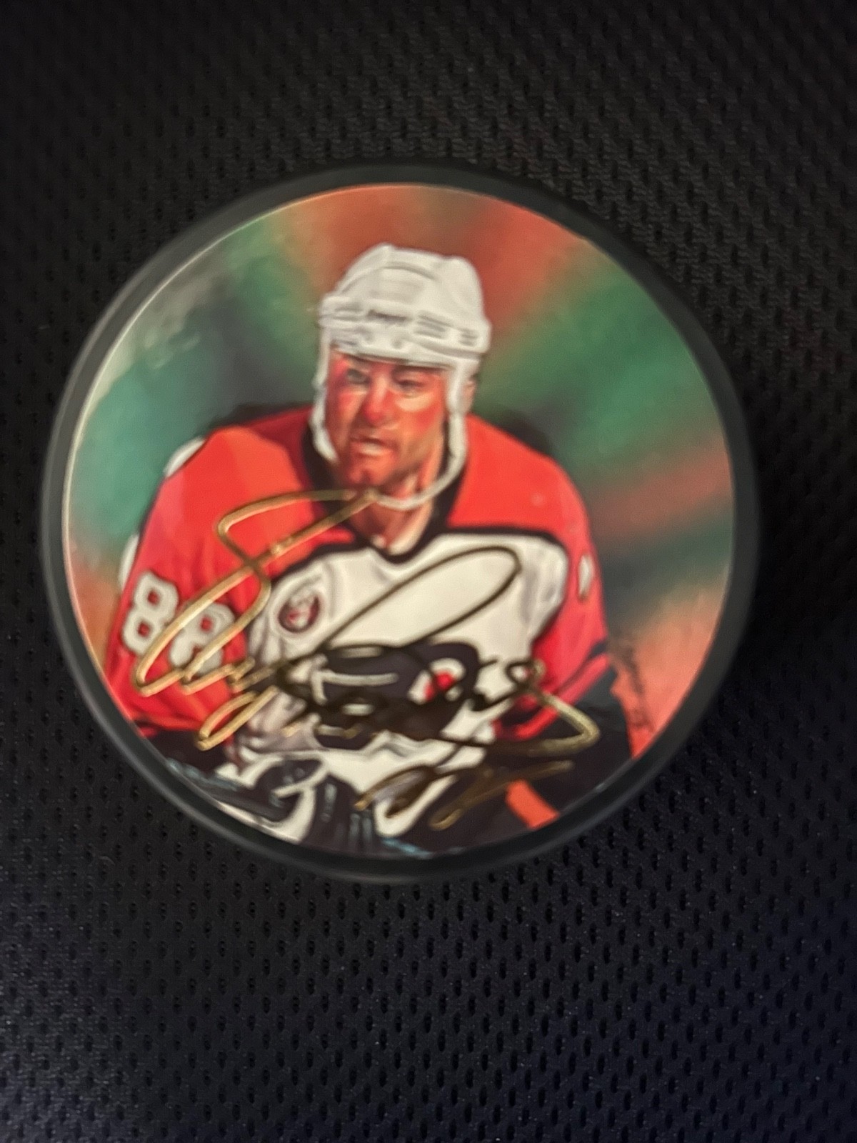 Philadelphia Flyers Eric Lindros Puck, Wall Calendar, Autographs Desjardins..