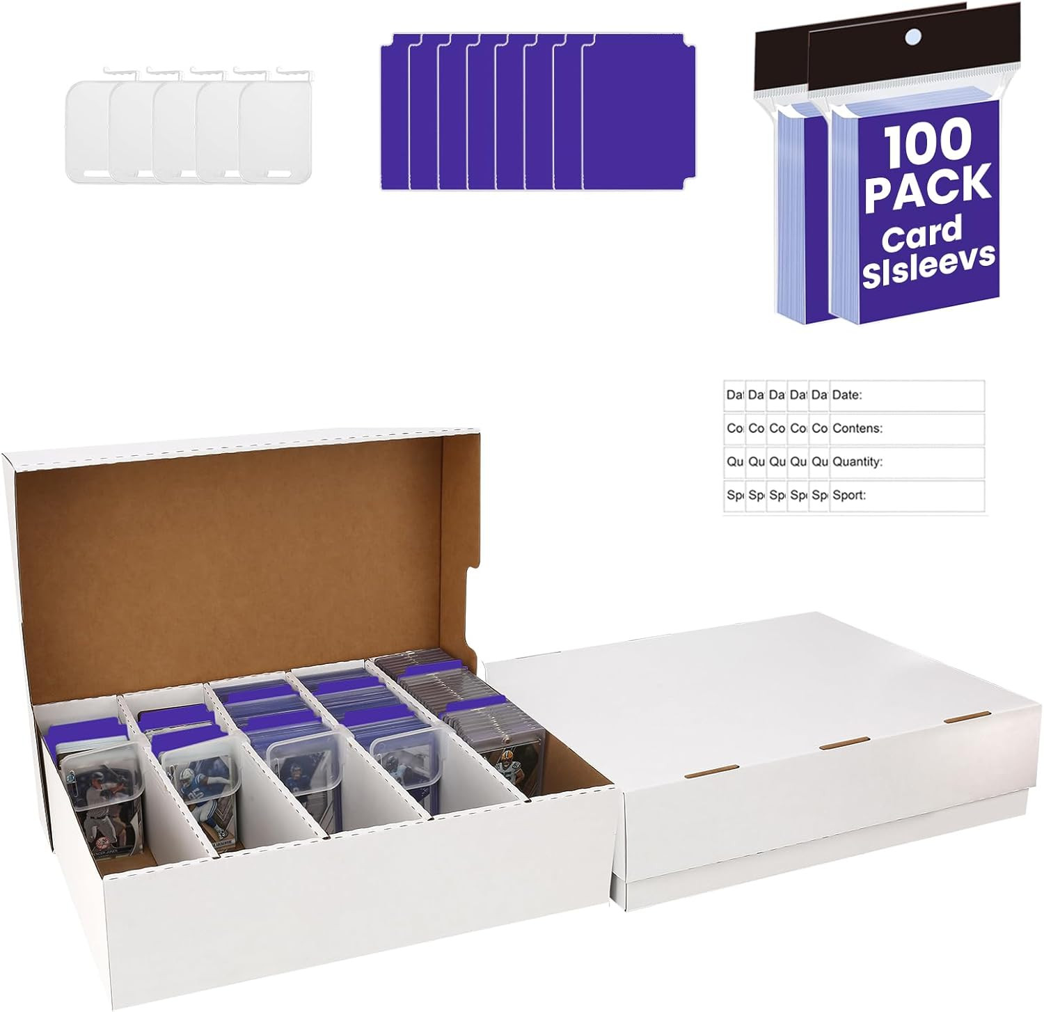 2 PACK Sports Card Box 3940 Count Cardboard Trading Card Storage Box,Bulk Card S