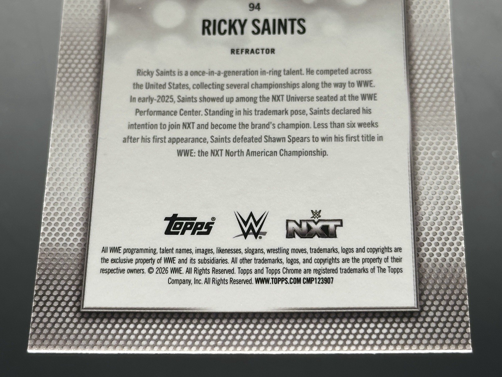 2026 Topps Chrome WWE #94 Ricky Saints – Diamond Plate Refactor