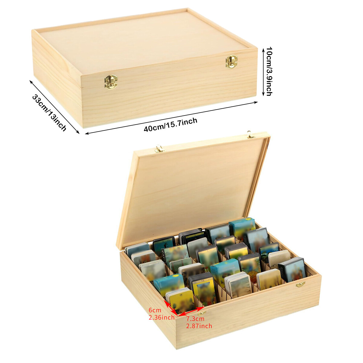 US Sports Trading Card Wood Storage Box Game Card Divider Case Collection Holder