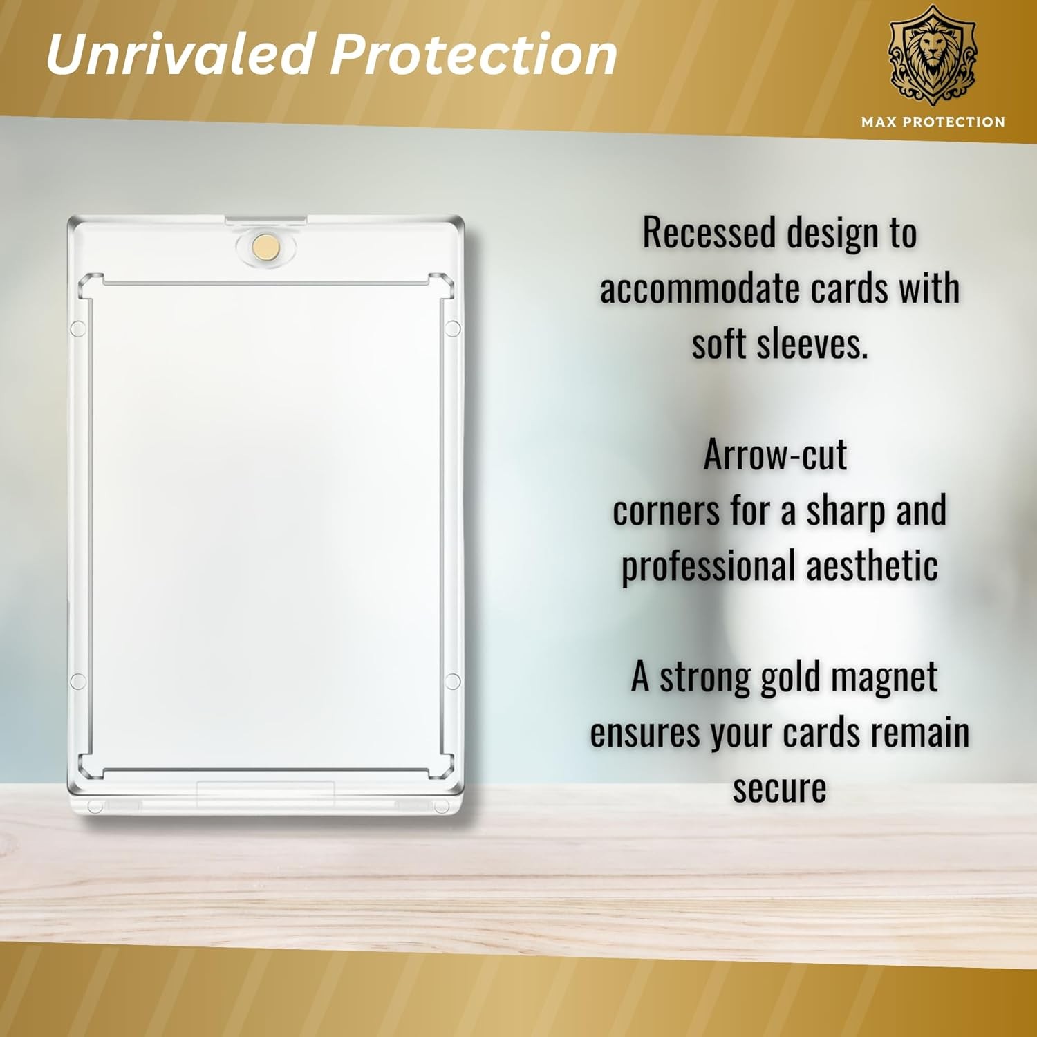 100ct Max Pro UV Ultra Clear Magnetic Card Holder 35pt w/Soft Sleeve Size