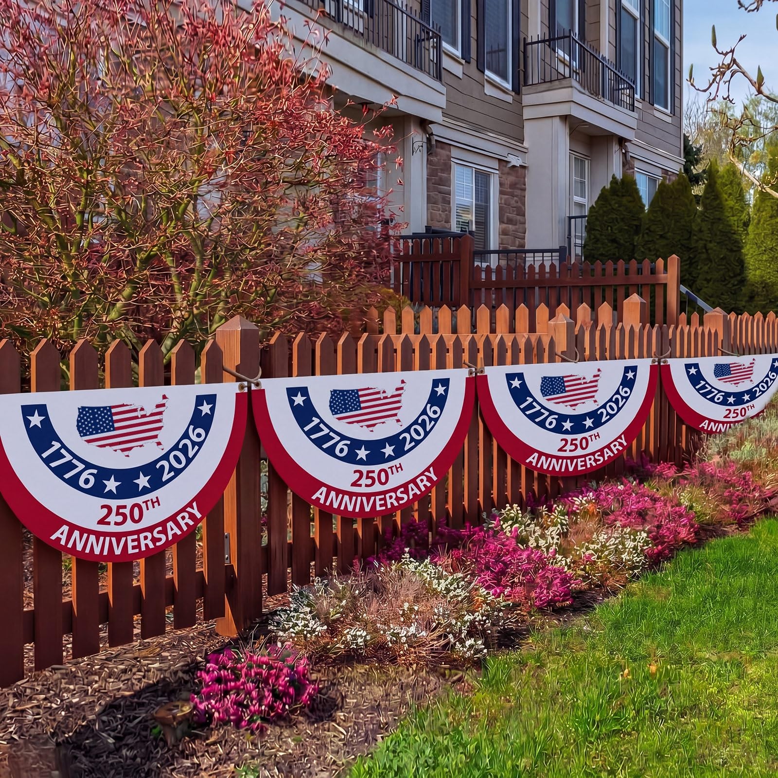 4 Pcs 250th Anniversary Bunting American Flag Bunting 4th of July Decoration 177