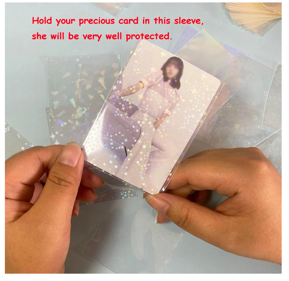 300 Pcs Kpop Photocard Sleeves Laser Flashing Card Sleeves Heart Star Glass G…