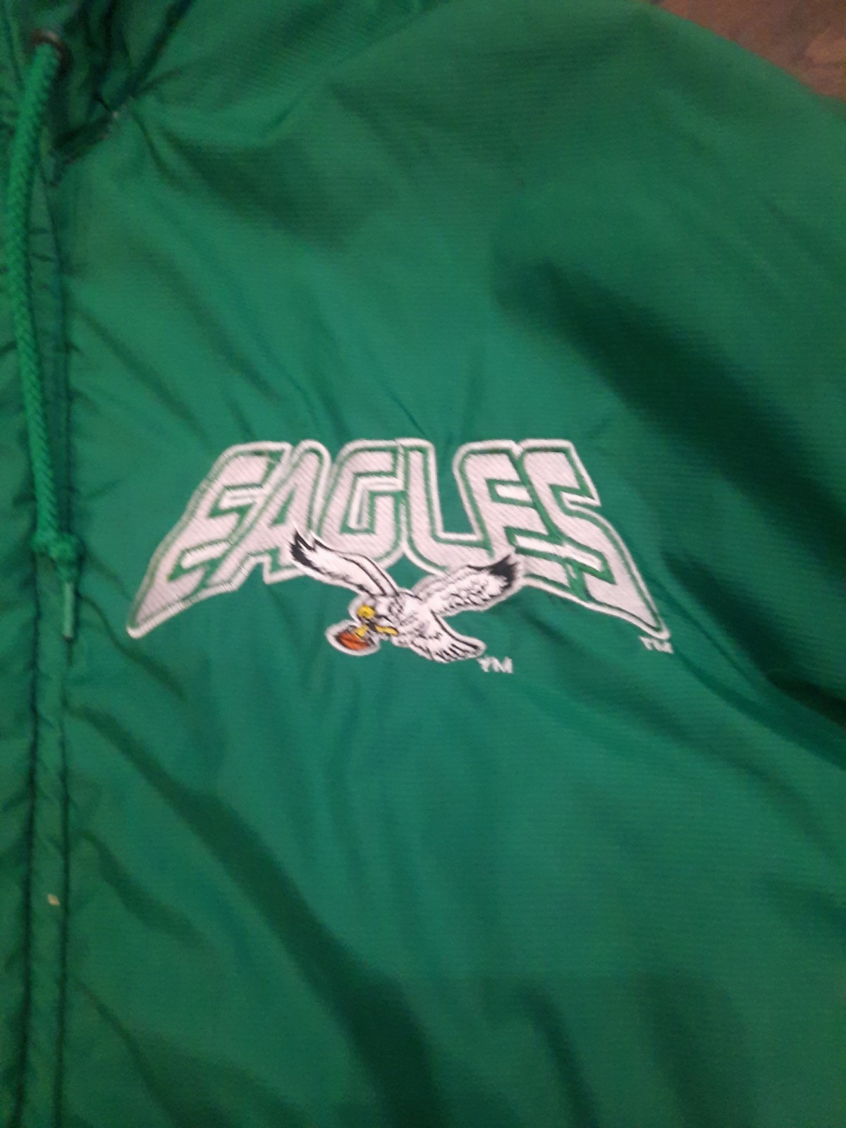 Vint 90s Philadelphia Eagles Starter Jacket Zip Up Kelly Green L See Description