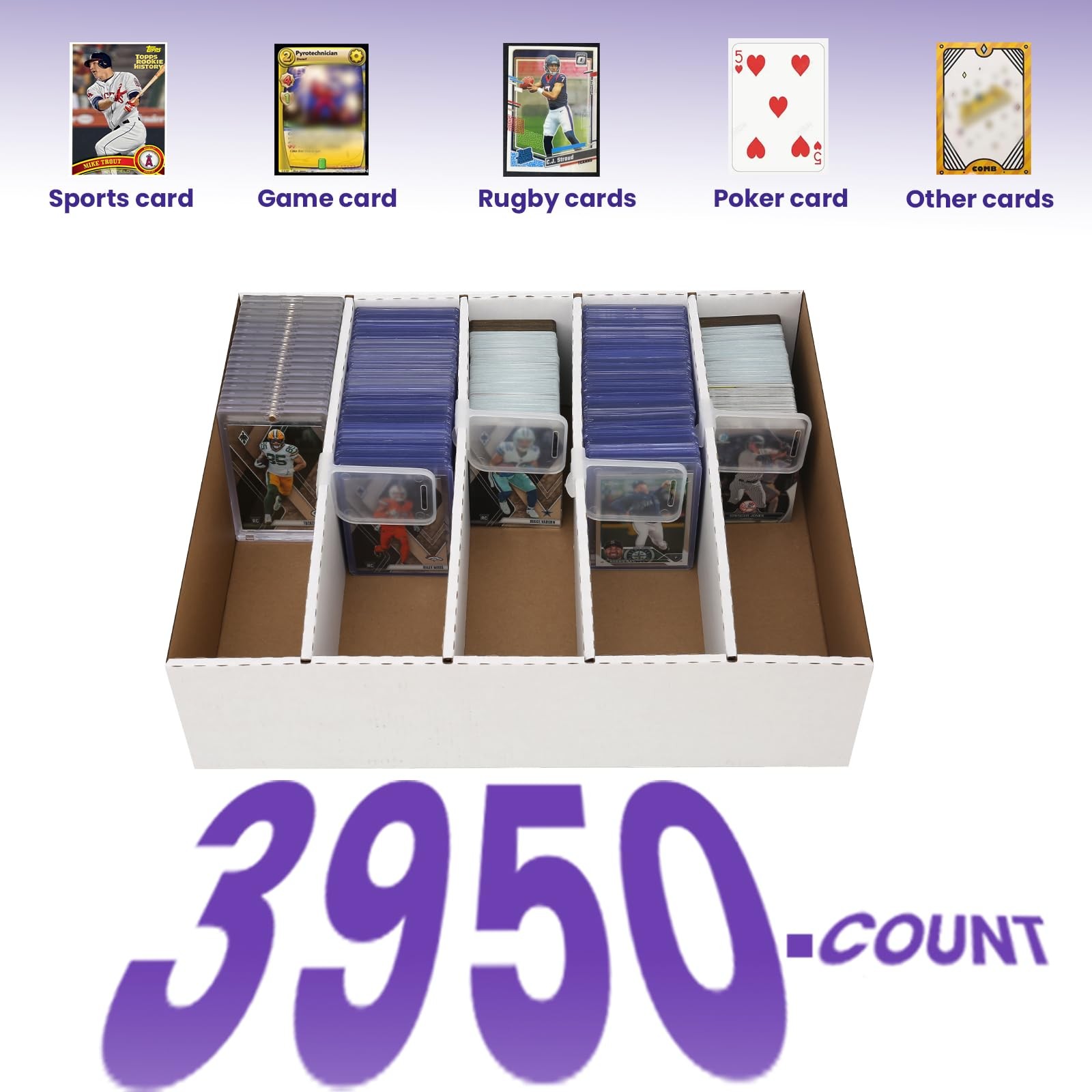 2 PACK Sports Card Box 3940 Count Cardboard Trading Card Storage Box,Bulk Card S