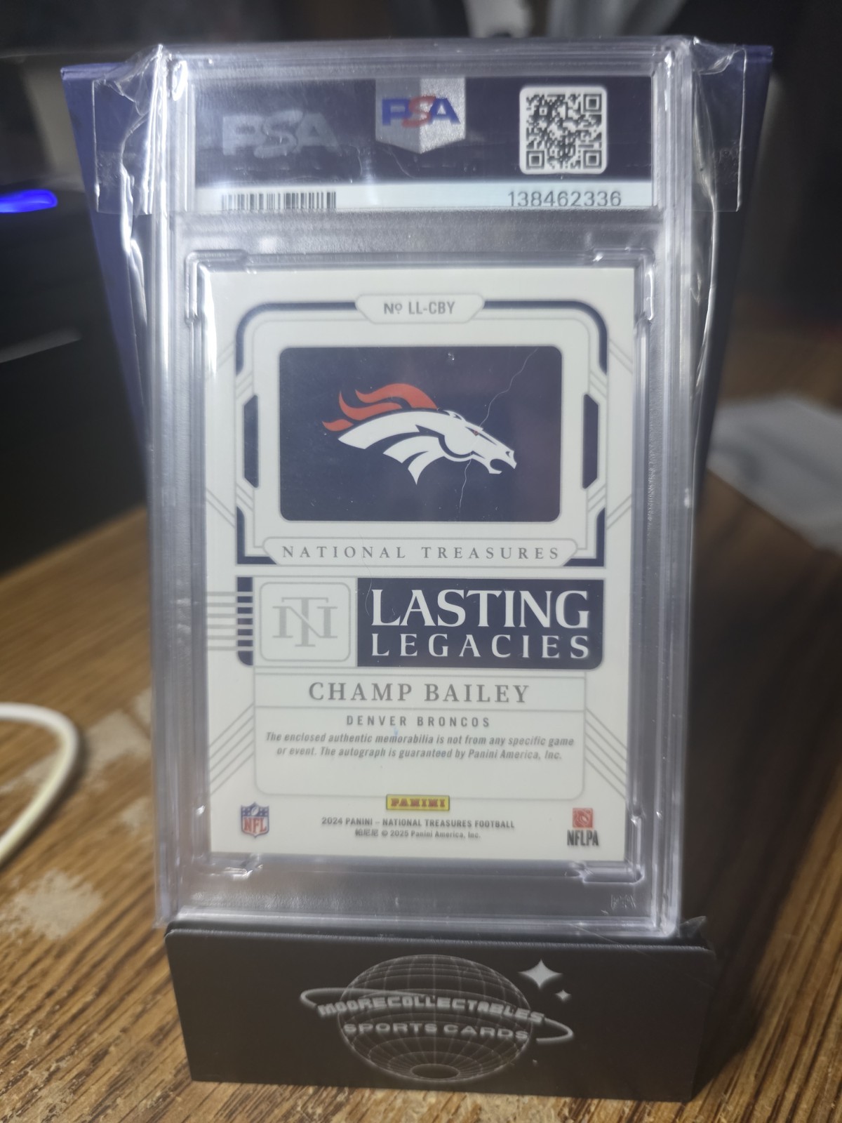 Champ Bailey 2024 Panini National Treasures 1/1 Logo Patch Auto Broncos PSA