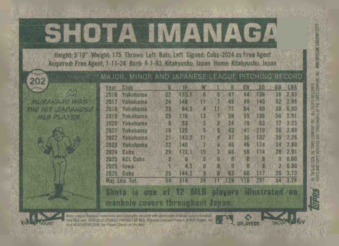 2026 Topps Heritage #202 Shota Imanaga