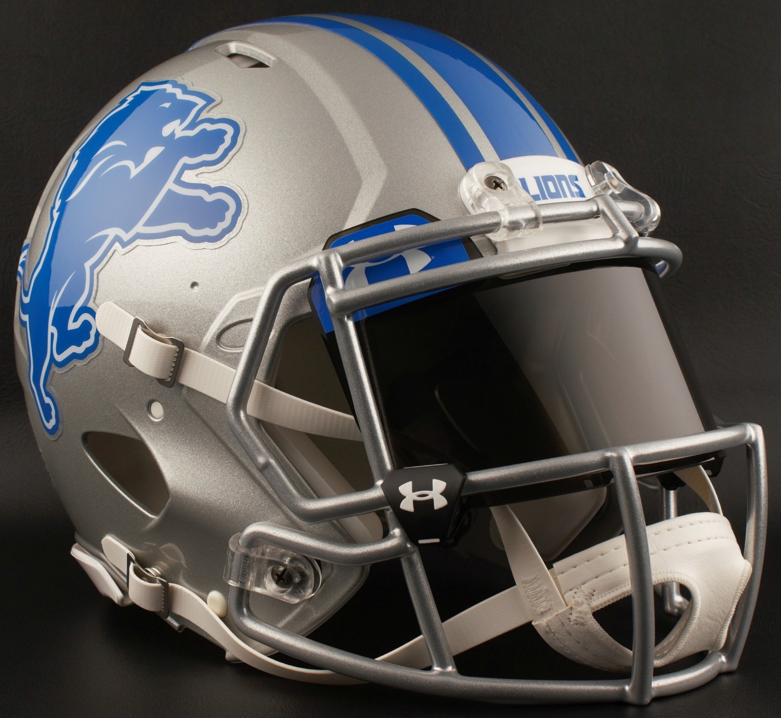 DETROIT LIONS NFL Football Helmet with BLACK-TINT Visor / Eye Shield