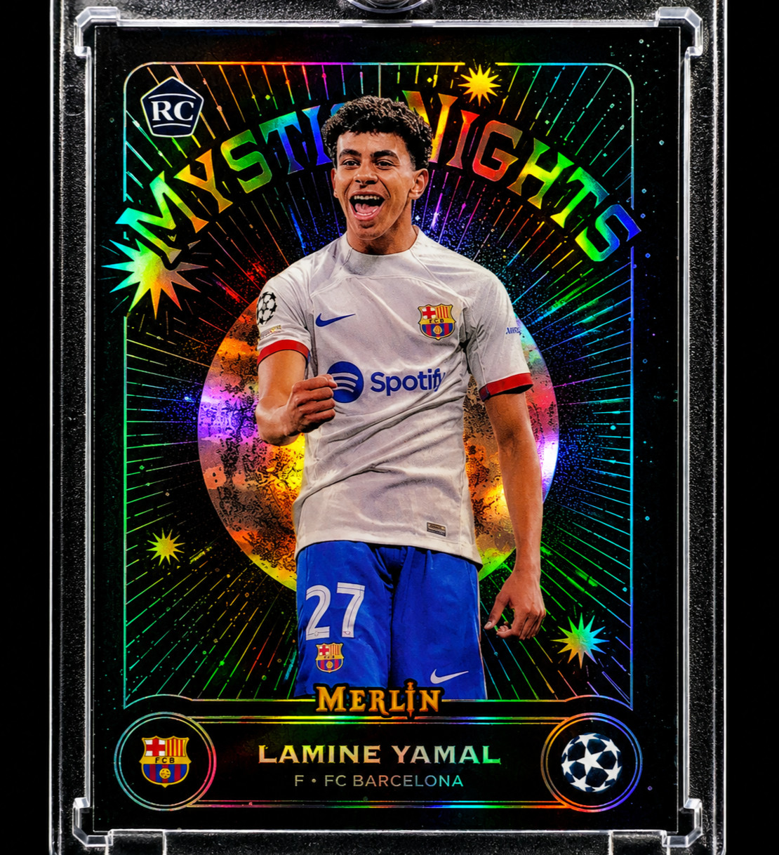 Lamine Yamal BLACK ROOKIE REFRACTOR RARE Prizm Chrome Soccer Card WORLD CUP MVP