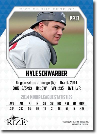 KYLE SCHWARBER 2014 Rize Rookie PINK Paragon PRODIGY CUBS RC LE/200