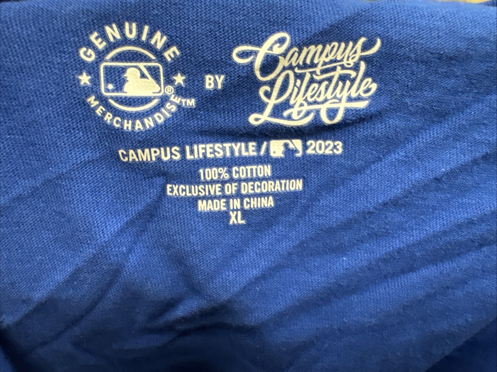 Chicago Cubs Women’s Blue Campus Lifestyle 100% Cotton T-Shirt 5 Sizes NEW