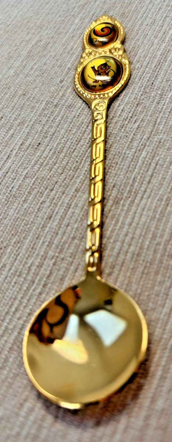 Vtg 1988 Seoul Olympics Gold Plated Spoon Set Boxed VIP Golf Gift Korea JJJ