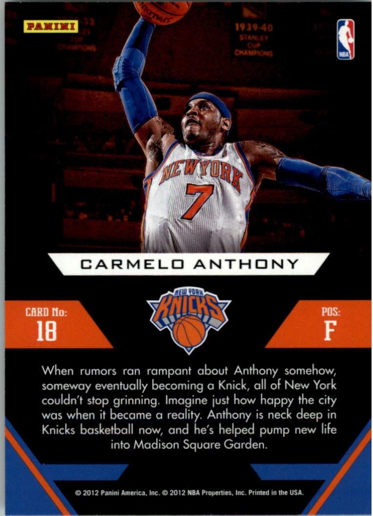 2012-13 Prestige Franchise Favorites #18 Carmelo Anthony – BSK