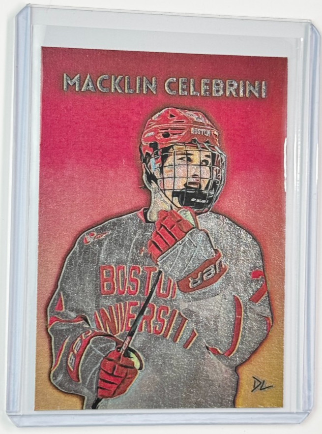 Macklin Celebrini Platinum Plated Artist Signed Boston Terriers Rookie Card 1/1