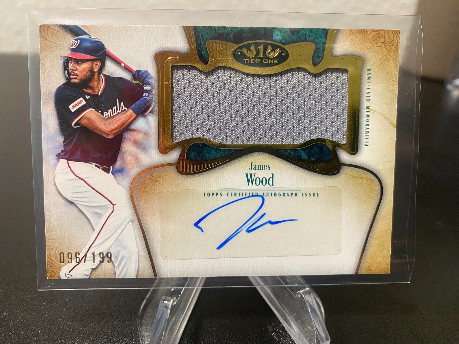 James Wood 2026 Topps Tier One Auto Relic 096/199 ATJR-JW