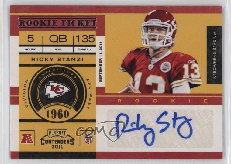 2011 Playoff Contenders Rookie Ticket Ricky Stanzi #169 Rookie Auto RC 10tb