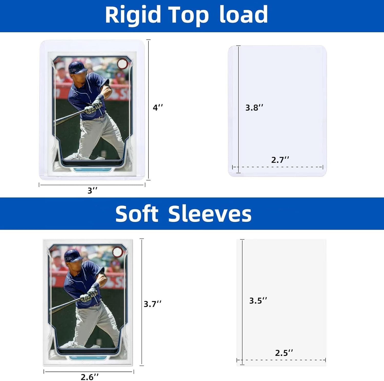 2000 Card Sleeves Top Loaders for Cards, Arjiekwei 3″X4″ Baseball Card