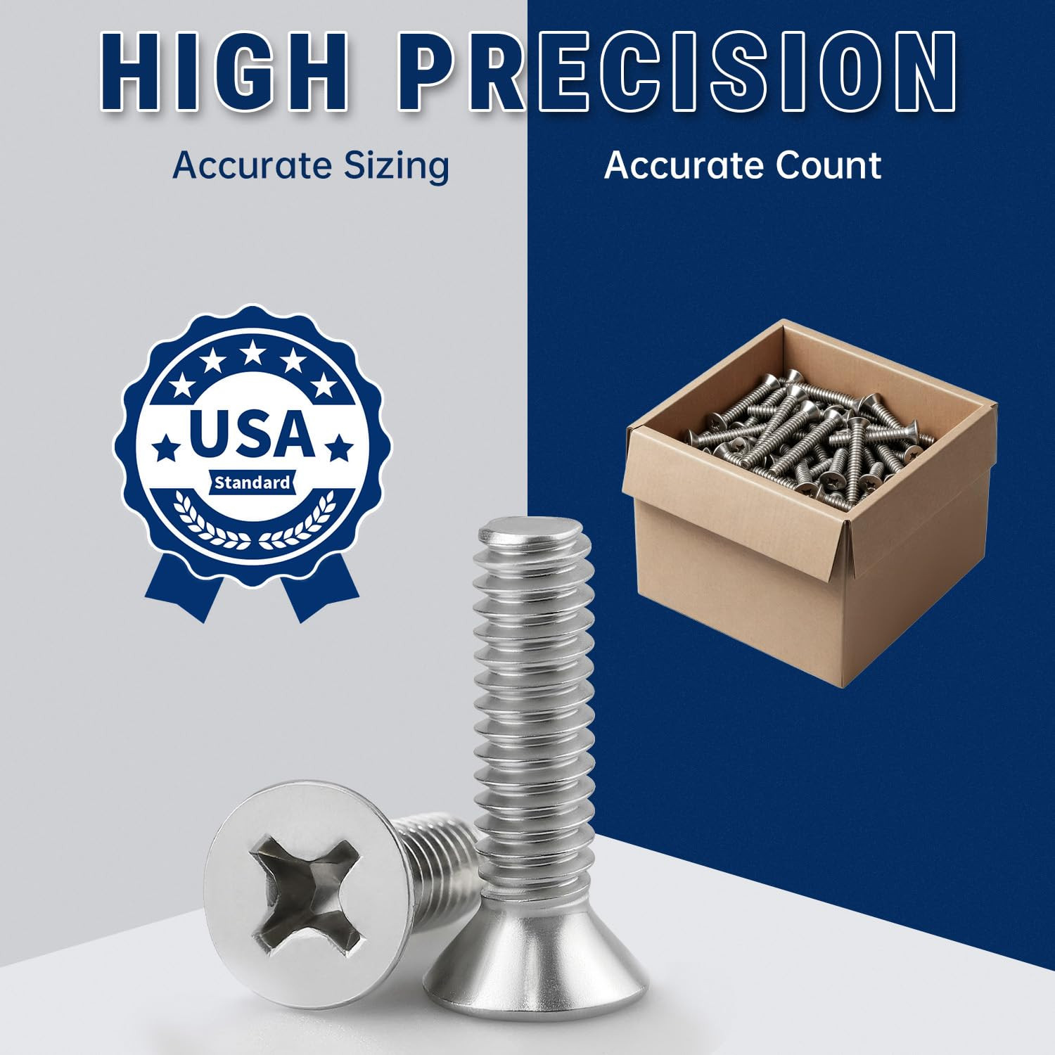 UNC #8-32 X 1/2″ (100 Pack) Stainless Flat Head Machine Screws, Stainless Steel