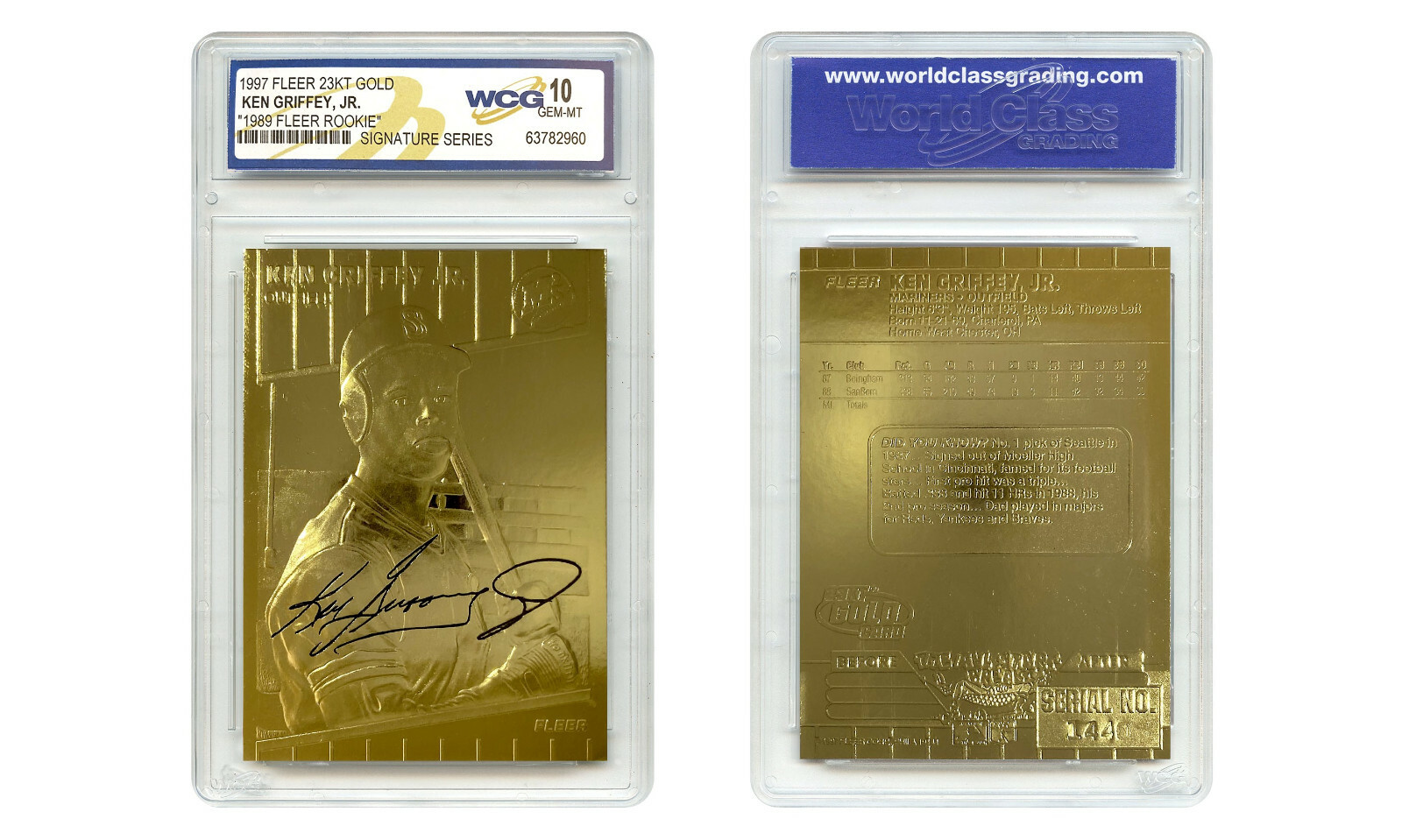 1997 KEN GRIFFEY JR FLEER 23K GOLD ROOKIE CARD Signature Series – GEM MINT 10
