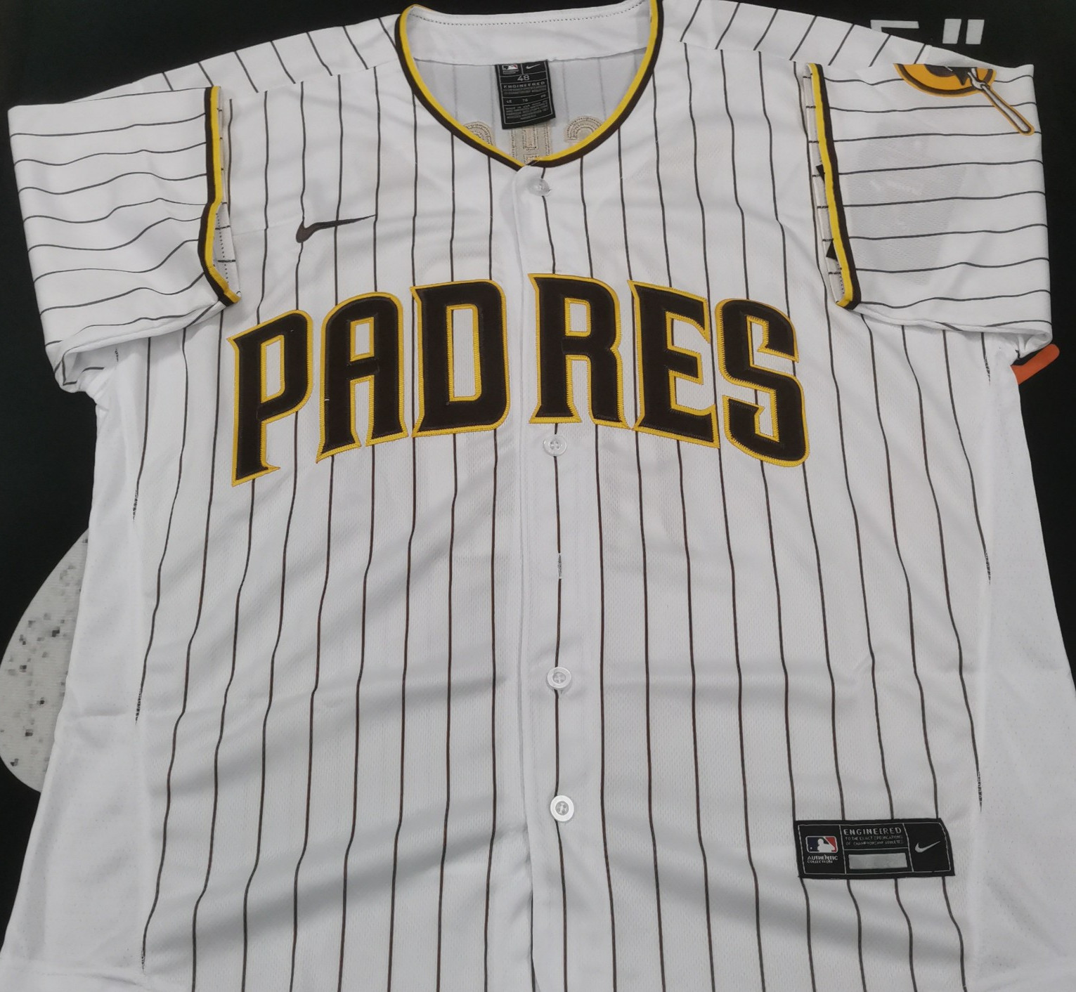 Manny Machado #13 Padres White Stripe Flex Base Sewn Stitched Jersey.
