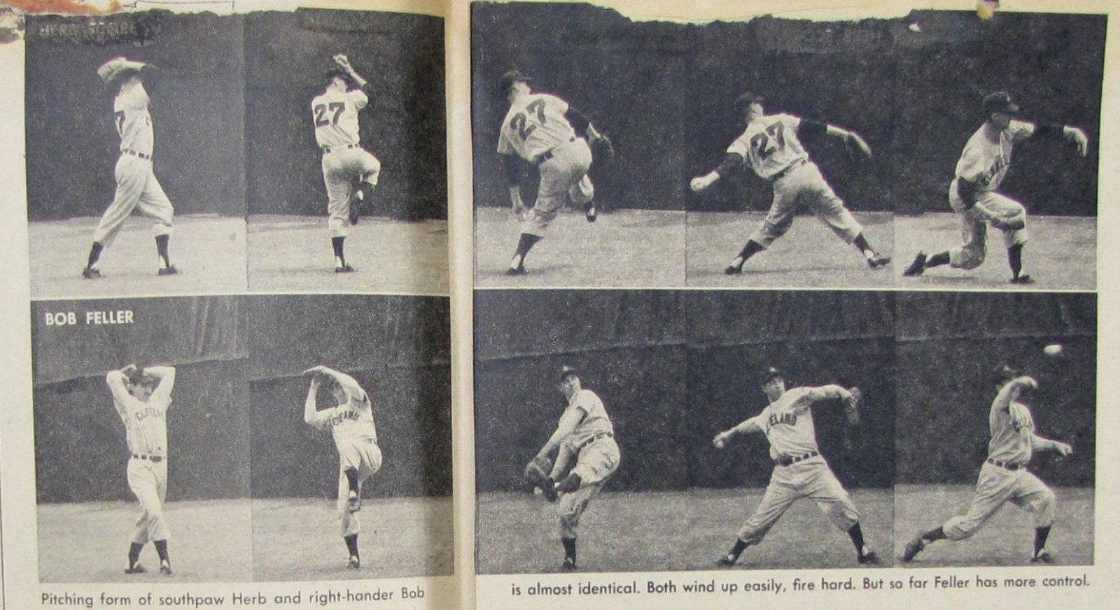 Vintage 1955 MLB Bob Feller vs Herb Score Baseball Newspaper Magazine